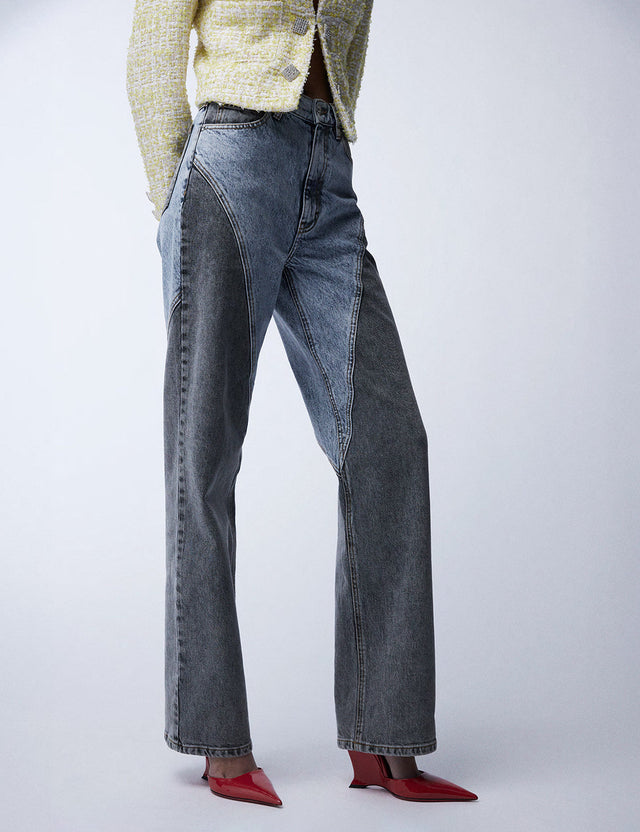 ROTATE - Straight Patchwork Jeans