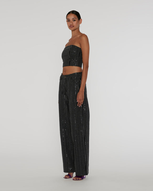 ROTATE - Sequin Twill Crop Top